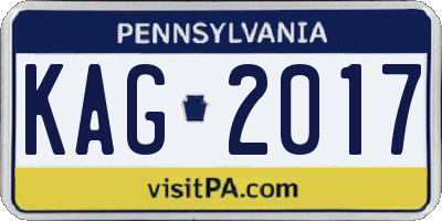 PA license plate KAG2017