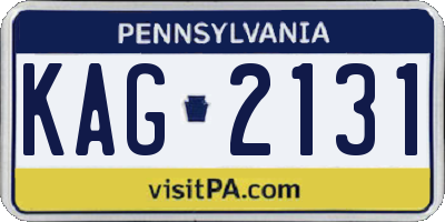 PA license plate KAG2131