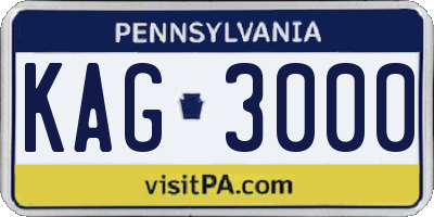 PA license plate KAG3000