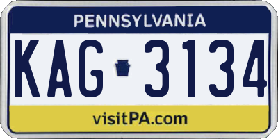 PA license plate KAG3134
