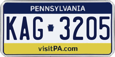 PA license plate KAG3205