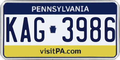 PA license plate KAG3986