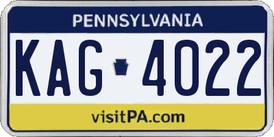 PA license plate KAG4022