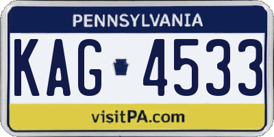 PA license plate KAG4533