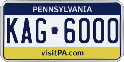 PA license plate KAG6000