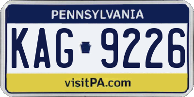 PA license plate KAG9226