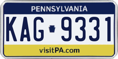 PA license plate KAG9331