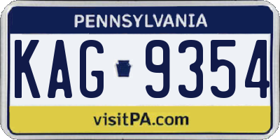 PA license plate KAG9354