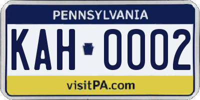PA license plate KAH0002