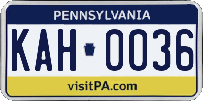 PA license plate KAH0036