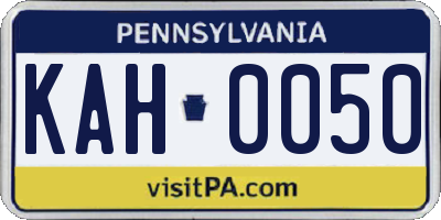 PA license plate KAH0050