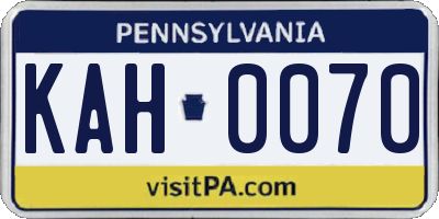 PA license plate KAH0070