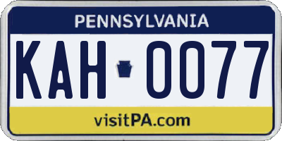 PA license plate KAH0077