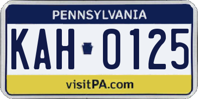 PA license plate KAH0125