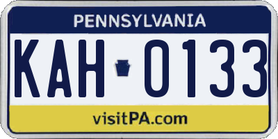 PA license plate KAH0133