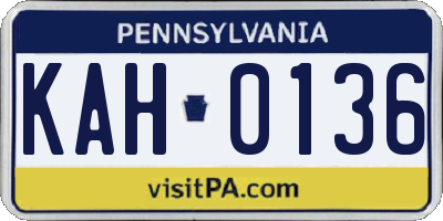 PA license plate KAH0136