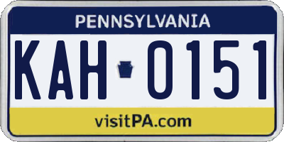 PA license plate KAH0151