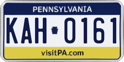 PA license plate KAH0161