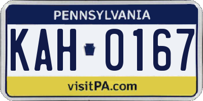 PA license plate KAH0167