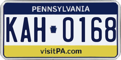 PA license plate KAH0168