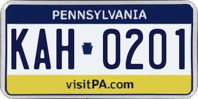 PA license plate KAH0201
