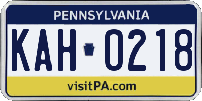 PA license plate KAH0218