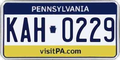 PA license plate KAH0229