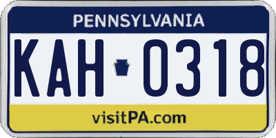 PA license plate KAH0318