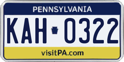 PA license plate KAH0322