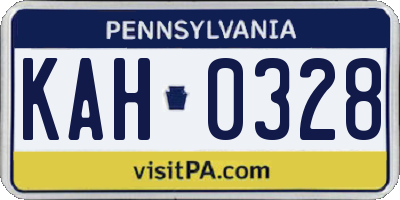 PA license plate KAH0328