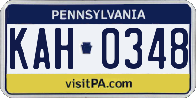 PA license plate KAH0348