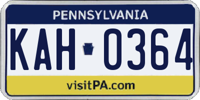 PA license plate KAH0364