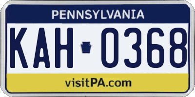 PA license plate KAH0368