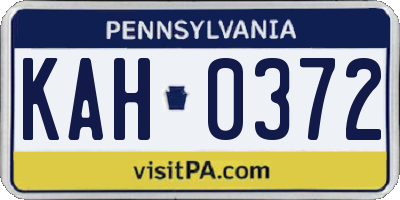 PA license plate KAH0372