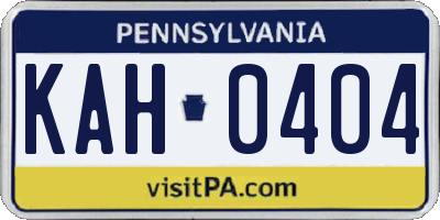 PA license plate KAH0404