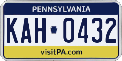 PA license plate KAH0432