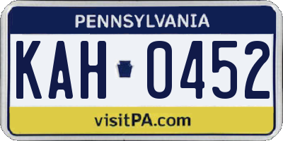 PA license plate KAH0452