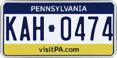 PA license plate KAH0474