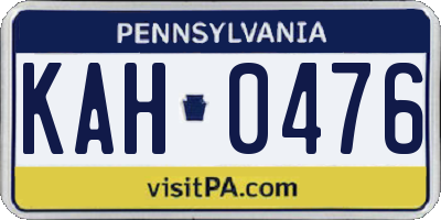 PA license plate KAH0476