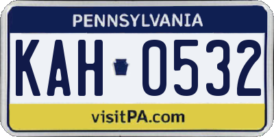 PA license plate KAH0532