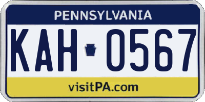 PA license plate KAH0567