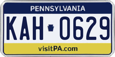 PA license plate KAH0629