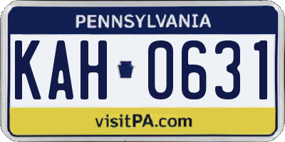 PA license plate KAH0631