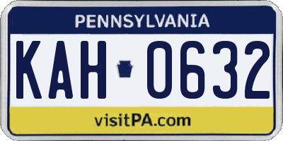 PA license plate KAH0632