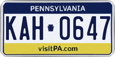 PA license plate KAH0647