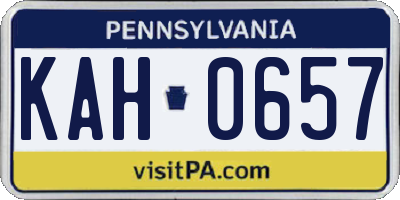 PA license plate KAH0657