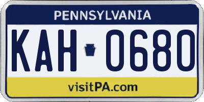PA license plate KAH0680