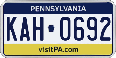 PA license plate KAH0692
