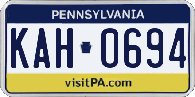 PA license plate KAH0694
