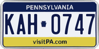 PA license plate KAH0747